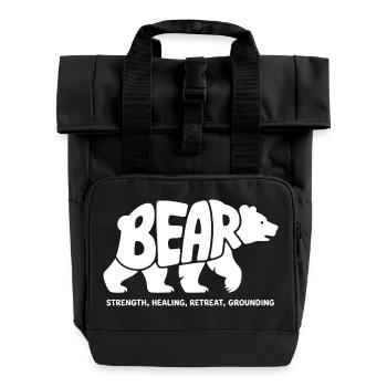 Bär Krafttier – Spirituelles Totemtier Design - Rolltop Rucksack mit zwei Griffen - Schwarz - Vorne