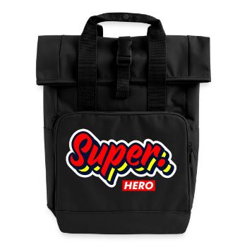 Super hero - Roll Top Backpack with Two Handles - black - Front