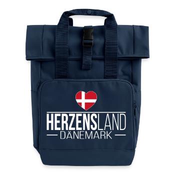 Herzensland Dänemark Skandinavien Urlaub Reise - Rolltop Rucksack mit zwei Griffen - Navy - Vorne