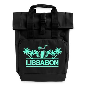 Lisbon - Roll Top Backpack with Two Handles - black - Front