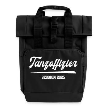 Tanzoffizier 2025 Prinzengarde Karneval Gardetanz - Rolltop Rucksack mit zwei Griffen - Schwarz - Vorne