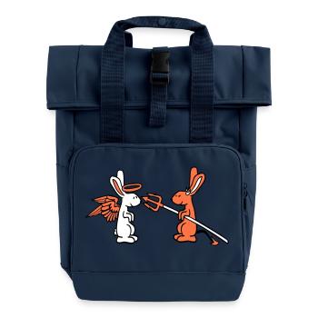 Hase Engel Gewissen Teufel Dämon Böse Satan Hölle - Rolltop Rucksack mit zwei Griffen - Navy - Vorne