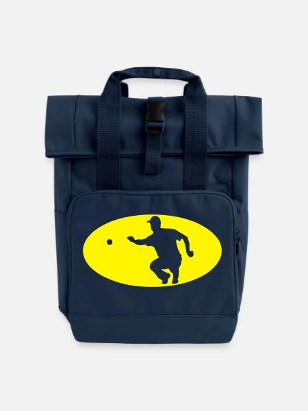 Petanque Ball Fledermaus-Logo - Rolltop Rucksack mit zwei Griffen - Navy