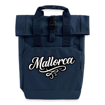 Mallorca lettering - Roll Top Backpack with Two Handles - navy - Front