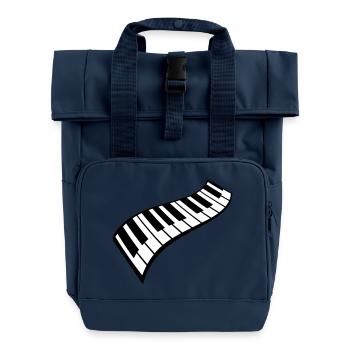 Piano Keys Instrument Playing Classical Music - Roll Top Backpack with Two Handles - navy - Front