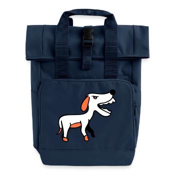 Dog, Furious, Biting, , Aggressive, Attack - Roll Top Backpack with Two Handles - navy - Front