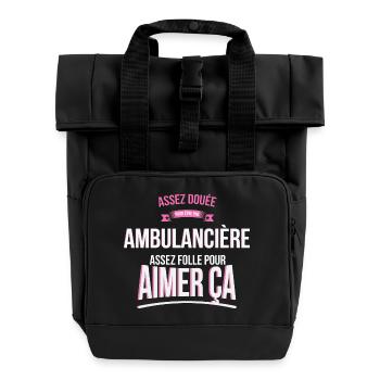 Ambulancière douée folle cadeau femme - Sac à dos Roll Top à deux anses - noir - Devant