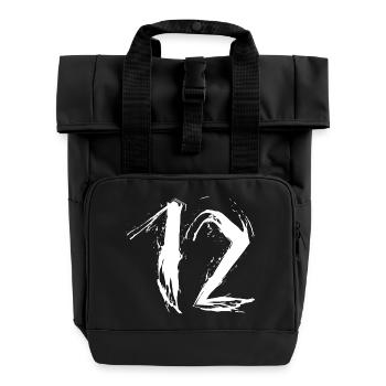 Zahl 12 Nummer Zwölf Spray Trikotnummer Trikot - Rolltop Rucksack mit zwei Griffen - Schwarz - Vorne
