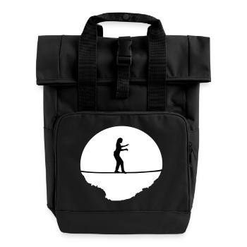 Slacklining Woman - Roll Top Backpack with Two Handles - black - Front