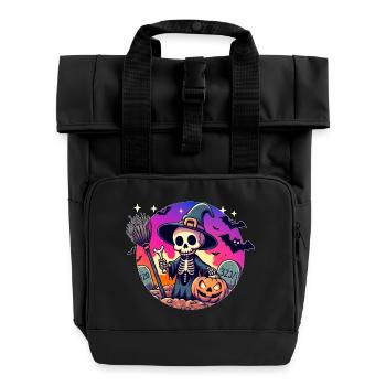 Mr. Bone Spooky Halloween 4 - Roll Top Backpack with Two Handles - black - Front