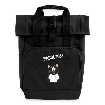 fabulous cat - Roll Top Backpack with Two Handles - black - Front