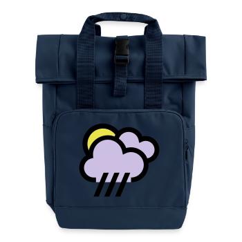 bewölkt mit Schauern Symbol Wetter icon - Rolltop Rucksack mit zwei Griffen - Navy - Vorne