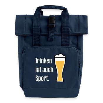 Drinking is also sports, celebrations, parties, beer, wheat - Roll Top Backpack with Two Handles - navy - Front
