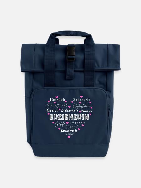 Erzieherin Herz - Rolltop Rucksack mit zwei Griffen - Navy