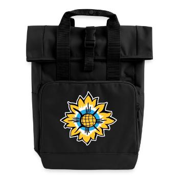 Sonnenblume - Rolltop Rucksack mit zwei Griffen - Schwarz - Vorne