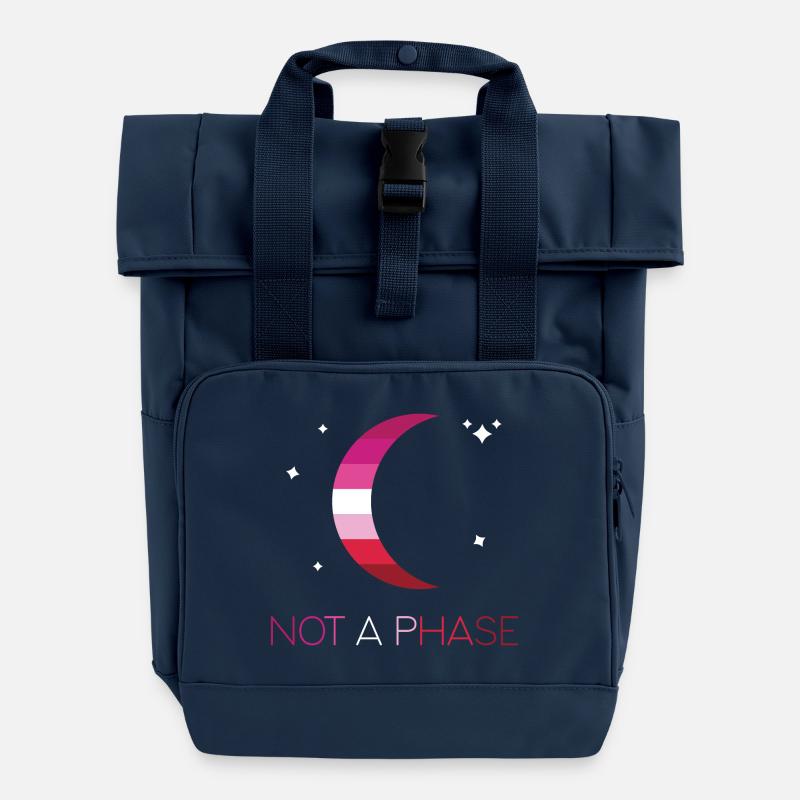 LGBTQ Pride Month - Not a Phase - Lesbian - Roll Top Backpack with Two Handles - navy
