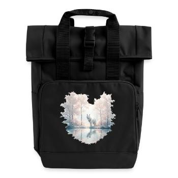 Dream Wolf - Roll Top Backpack with Two Handles - black - Front