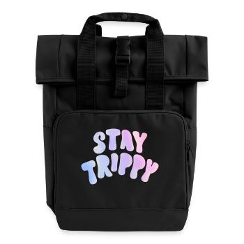 Stay trippy - Rolltop Rucksack mit zwei Griffen - Schwarz - Vorne