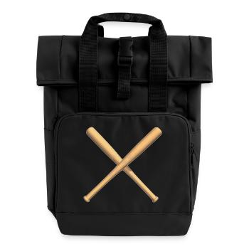 Baseball Schläger - Rolltop Rucksack mit zwei Griffen - Schwarz - Vorne