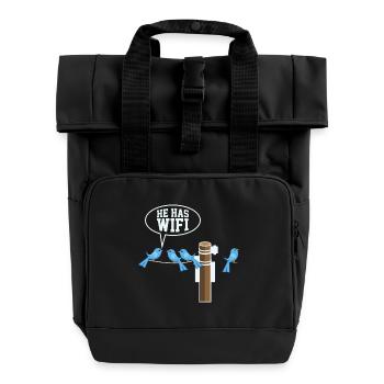 GEEK / NERD: He has W-Lan - Roll Top Backpack with Two Handles - black - Front