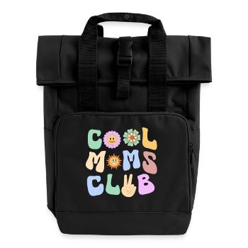 Cool Moms Club - playful design - Roll Top Backpack with Two Handles - black - Front