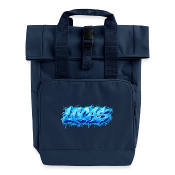 Graffiti LUCAS Name Gift Ideal Printable - Roll Top Backpack with Two Handles - navy - Front