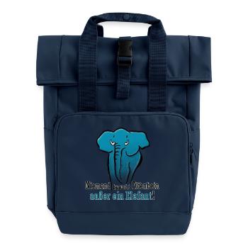 Niemand braucht Elfenbein, außer ein Elefant ! - Rolltop Rucksack mit zwei Griffen - Navy - Vorne