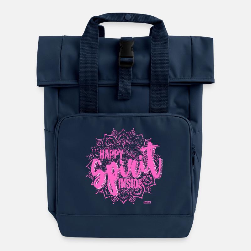 Happy Spirit Inside pink - Rolltop Rucksack mit zwei Griffen - Navy