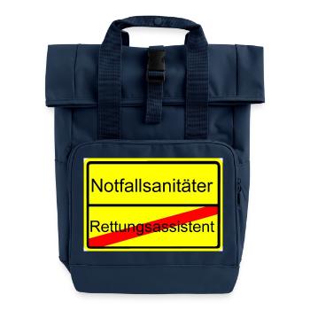 Vom Rettungsassistent zum Notfallsanitäter - Rolltop Rucksack mit zwei Griffen - Navy - Vorne
