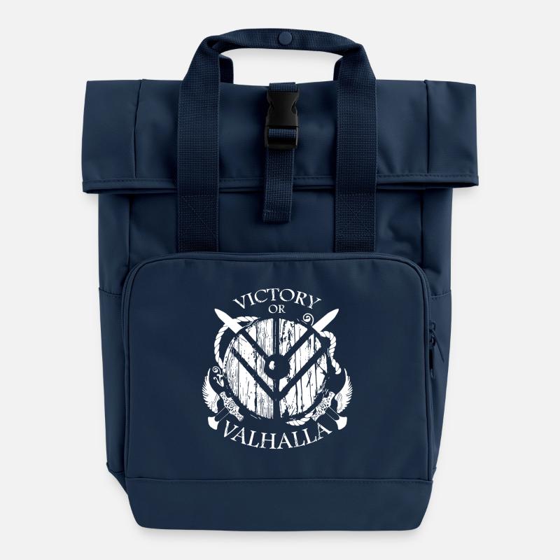 Viking Valhalla or - Roll Top Backpack with Two Handles - navy