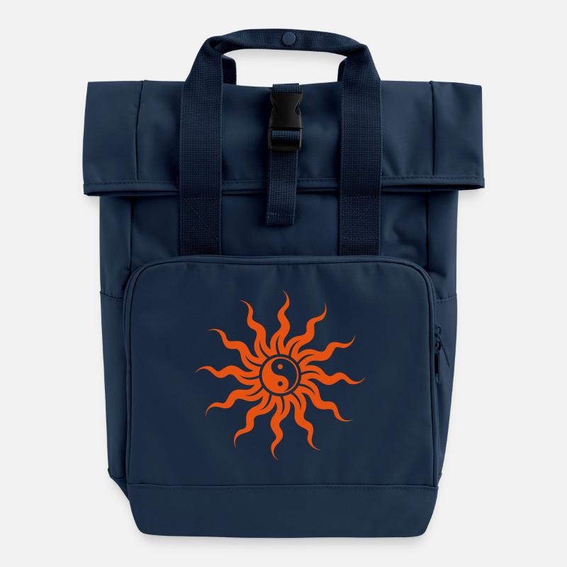 Yin Yang sun - Roll Top Backpack with Two Handles - navy