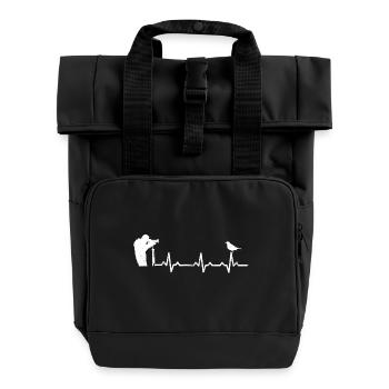 Oiseau photographe battement de coeur photo cadeau rythme cardiaque - Sac à dos Roll Top à deux anses - noir - Devant