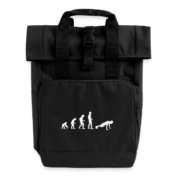 Evolutions- Liegestütze - Rolltop Rucksack mit zwei Griffen - Schwarz - Vorne