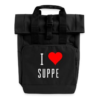 Ich liebe Suppe Suppenliebhaber Geschenk Idee - Rolltop Rucksack mit zwei Griffen - Schwarz - Vorne