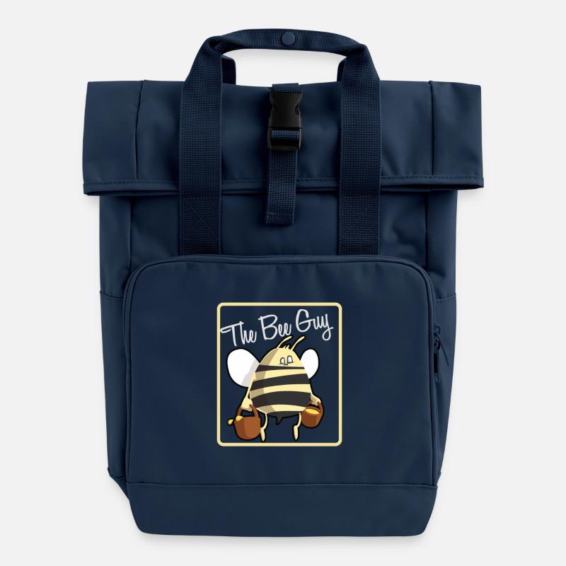 the bee guy - Roll Top Backpack with Two Handles - navy
