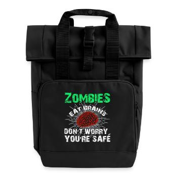Funny Sarcastic Zombies Eat Brains Gift - Roll Top Backpack with Two Handles - black - Front