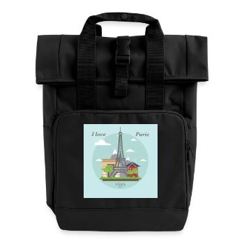 I love Paris - Roll Top Backpack with Two Handles - black - Front