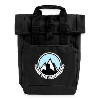 Erklimme die Berge Motiv Abenteuer Geschenk - Rolltop Rucksack mit zwei Griffen - Schwarz - Vorne