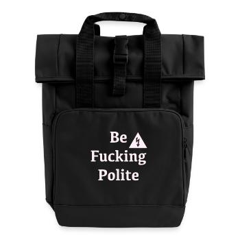 POLITE blanc - Sac à dos Roll Top à deux anses - noir - Devant