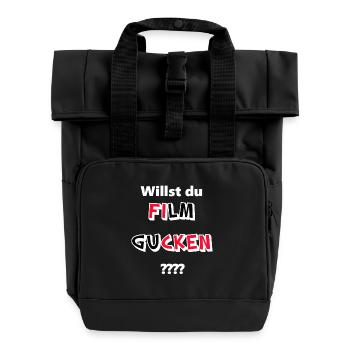 Willst du Film gucken?? - Rolltop Rucksack mit zwei Griffen - Schwarz - Vorne