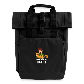 Dogs make me happy - Sac à dos Roll Top à deux anses - noir - Devant
