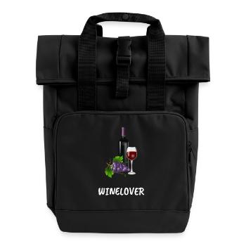Wein Liebhaber Genießer Weinfest Weinglas - Rolltop Rucksack mit zwei Griffen - Schwarz - Vorne