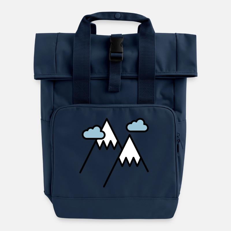La montagne appelle - Sac à dos Roll Top à deux anses - bleu marine