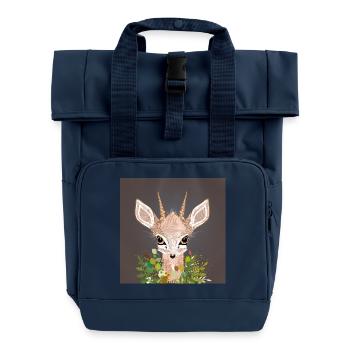 Zwergantilope Dikdik mit großen Augen - Rolltop Rucksack mit zwei Griffen - Navy - Vorne