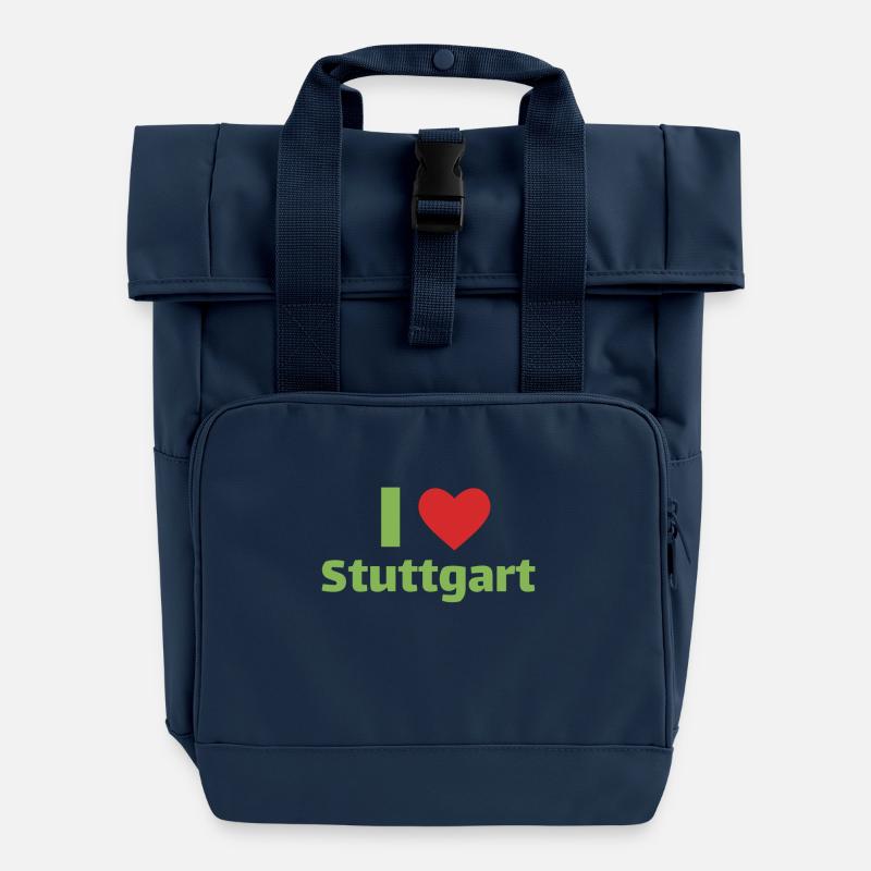 J'adore Stuttgart - ma ville avec un cœur - Sac à dos Roll Top à deux anses - bleu marine
