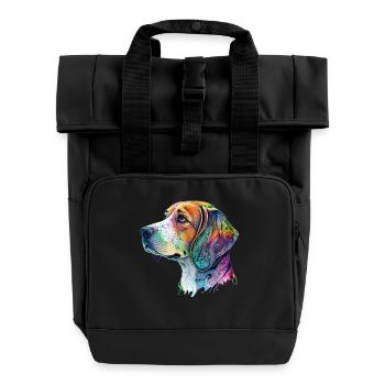 Motif de chien Beagle - Sac à dos Roll Top à deux anses - noir - Devant
