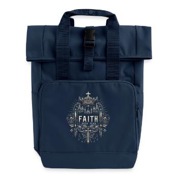 Glaube über Angst – Gothic Krone - Rolltop Rucksack mit zwei Griffen - Navy - Vorne