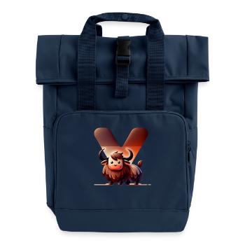 Bachelier sur la lettre V - Sac à dos Roll Top à deux anses - bleu marine - Devant