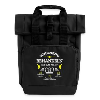HANDLE MIT SORGFALT – 82 JAHRE PERFEKTION - Rolltop Rucksack mit zwei Griffen - Schwarz - Vorne
