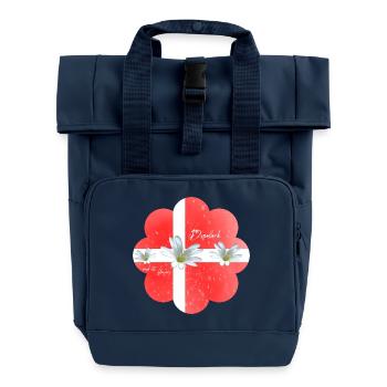 Dänemark Fahne mit Blumen Denmark - Rolltop Rucksack mit zwei Griffen - Navy - Vorne